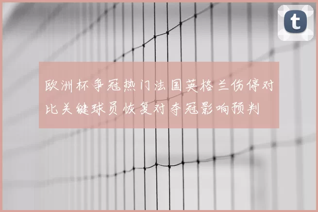 欧洲杯争冠热门法国英格兰伤停对比关键球员恢复对夺冠影响预判
